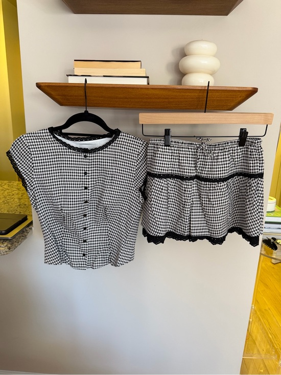 Reformation Dresses & Skirts - Reformation Black & White Gingham Mini Skirt Set - Size 0 / XS